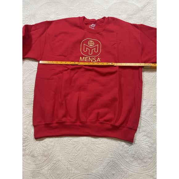 MENSA Mens Red Crewneck Sweatshirt Gold Logo Gildan DryBlend Large - Picture 3 of 5